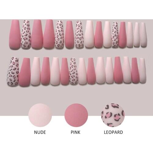 30Pcs False Nails with Designs Long Coffin Ballerina Fake Nails Artificial Press On Nail Detachable French Nail Art Tips