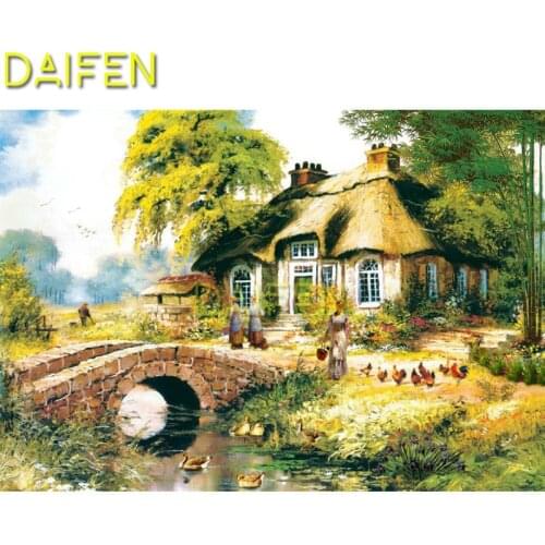 5D DIY Diamond embroidery Cross stitch Full Square Diamond painting country house bridge river Chicken Full Round Diamond mosaic