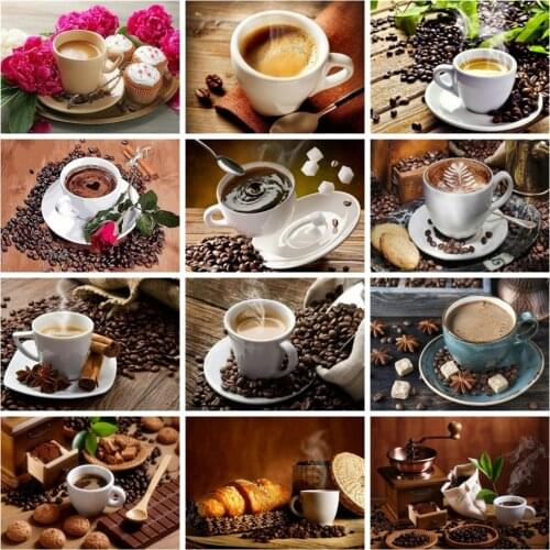 Huacan Diamond Embroidery Mosaic Coffee Cup Home Decor Full Square/round Diamond Painting Coffee Beans Wall Stickers