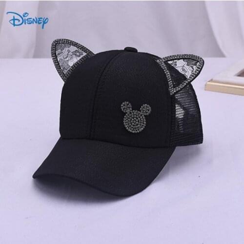 Disney Cartoon Mickey Children Hat Adjustable Breathable Sun Hat Kids Boys Girls Baseball Cap Cute Ear Casual Hat 3-8 Years Old
