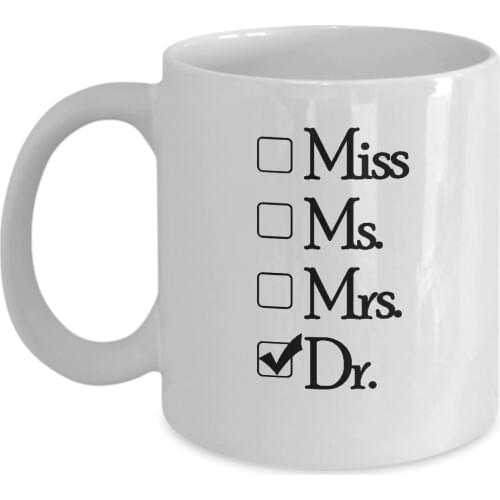 Doc Gifts - Miss Ms Mrs Dr - Doctor Mom Mug Lid spoon - 320ml Ceramic Coffee Cup Gift Milk Mugs