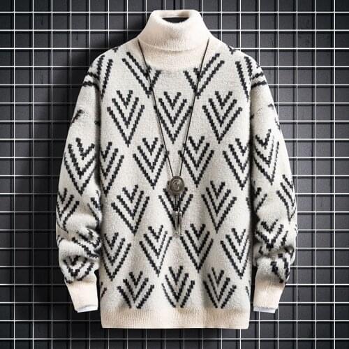 Mink Cashmere Turtleneck Men Sweater Hip Hop Male Thick Pullovers Soft Warm Pull Homme 2020 Winter Mens High Neck Pull Sweaters