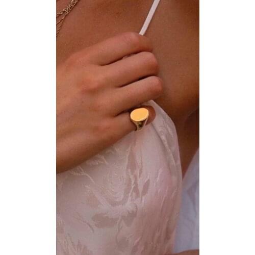 Punk style Oval stamp ring stainless steel Ring jewelry simple design glossy Tail Ring Hip hop exaggerated accessories