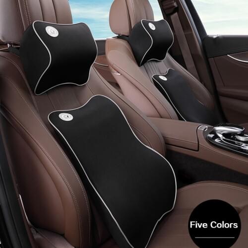 Universal Car Pillow Set Memory Cotton Car Headrest Neck Support Pillow Car Lumbar Back Support Pillow Set 1Set 2Pcs Top Quality
