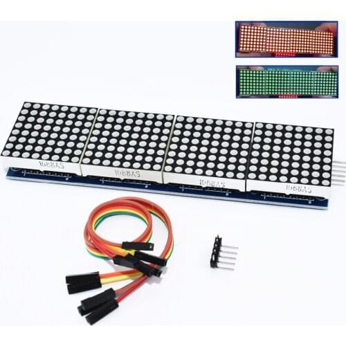 MAX7219 Dot Matrix Module Microcontroller 4 In One Display with 5P Line 4 in 1 Red/Green