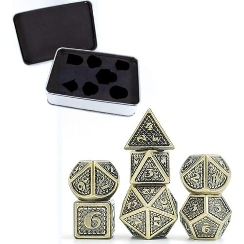 7 PCS hammer Style Metal Dice Metallic DND Game D&D Dice with Free Metal Case Drop Shipping