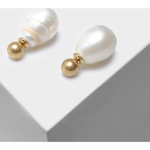 Amorita boutique Fashion pearl front and rear stud earrings