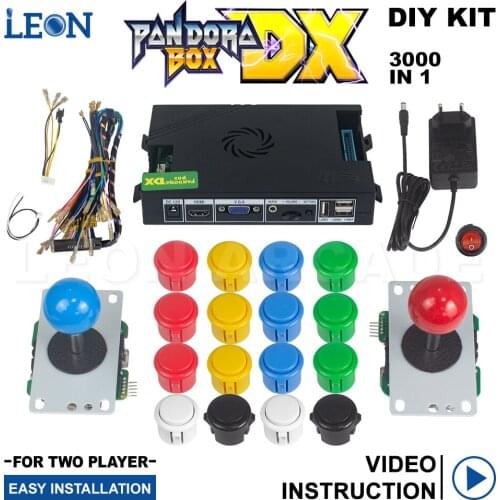 Kit Pandora Box Arcade For 2 Player Pandora Box DX With 3000 Games Joystick Sanwa Push Button Diy Arcade Kit Support 4 Players