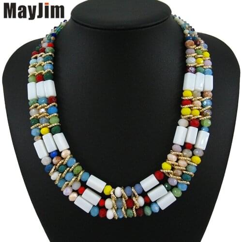 New Statement Fashion Necklace Vintage Collar Chain Bead Handmade Crystal Choker Necklaces & Pendants woman necklaces jewellery