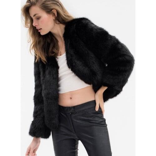 New Black Faux Fur Coats Long Sleeve Thicken Warm Winter Jackets Coats Women Fashion Streetwear Cardigans Outerwears