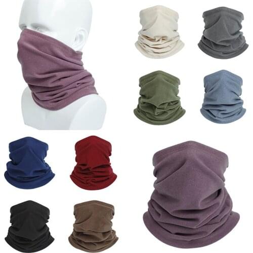 1PC Autumn Winter Scarf Neck Warmer Bandana Thick Fleece Half Face Mask Cover Solid Color Tube Scarf Multi-functional Neck Scarf