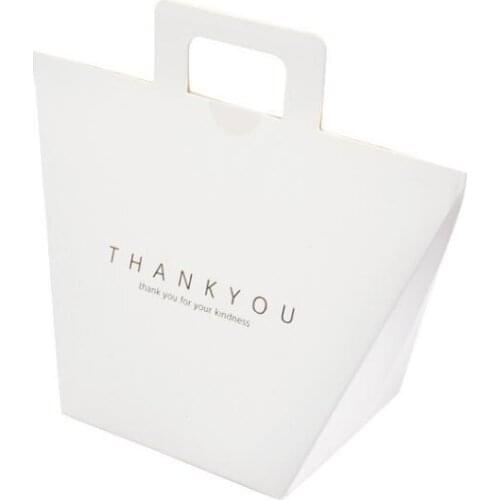Thank you gift box bag with handle foldable wedding kraft paper candy chocolate perfume packaging LX1988