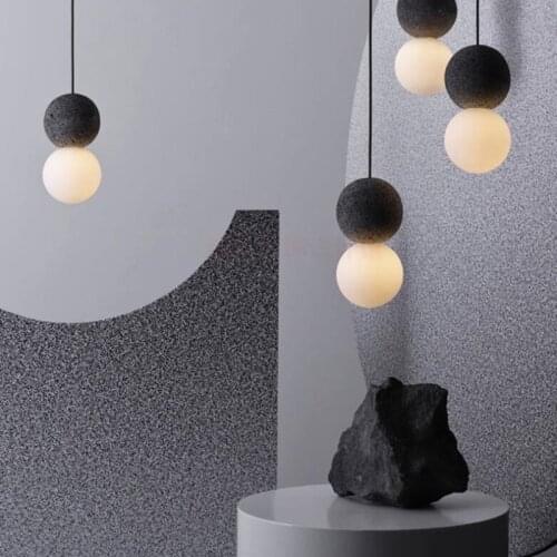 Nordic design cement pendant light modern simple creative dining room kitchen glass hanging lamp restaurant cafe industrial lamp