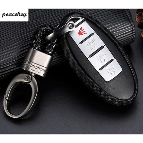 Carbon Fiber Silicone Key Case for Nissan Altima Maxima Sentra Teana 2007-2012 Smart Remote 4 Buttons Fob Skin Cover Holder