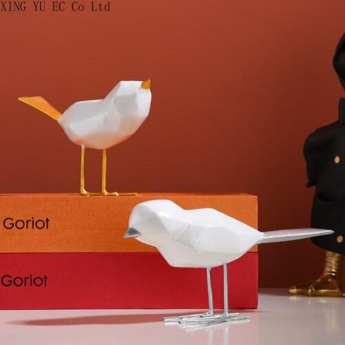 Nordic Origami Golden Bird Decoration Set Modern Simple Abstract Animal Statue Sculpture Home Living Room Desk Decoration