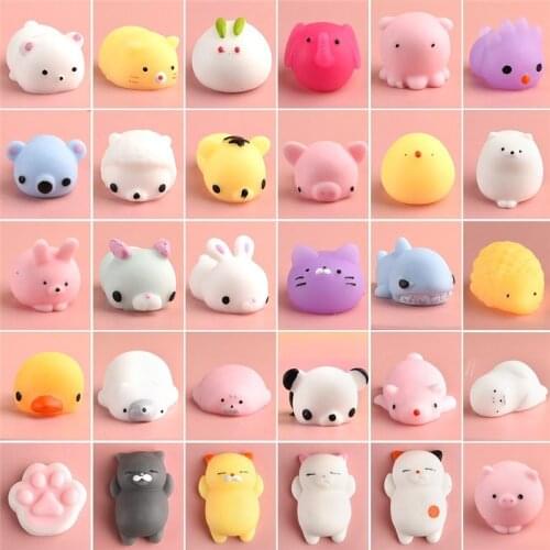 Random 20Pcs/40 Pcs Cute Animal Mochi Squishy toy Kawaii Mini Soft Squeeze Toy Stress Relief Hand Toy for Kids Gift