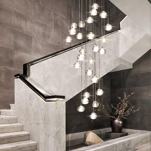 Modern K9 Crystal Chandelier LED Long Pendant Lights Mall Villa Hotel Restaurant Staircase Lounge Luxury Hang Light