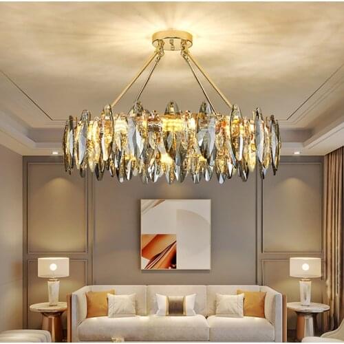 Modern Luxury Crystal Pendant Lights Lustre Led Lamp Villa Bedroom Living Dining Room Indoor Lighting Hanging Light Fixture Deco
