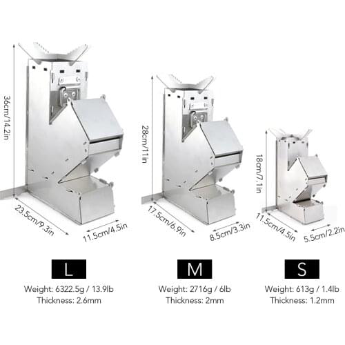 Outdoor Collapsible Wood Burning Stove Detachable Portable Stainless Steel Rocket Stove Camping Equipment Kitchen Aid
