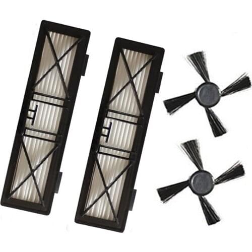 2pcs Ultra preformance Filter & 2pcs Side Brush Replacement For Neato Botvac D Series 945-0215 Filter 70e D75 D80 D85 Filters