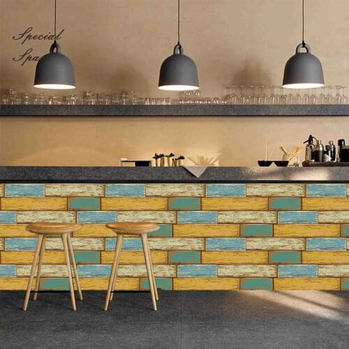 3 meter Waterproof PVC Wood Stone Pattern Floor Tiles Stickers Wall Wood Borders Sticker Kitchen Waist Line Self-adhesive