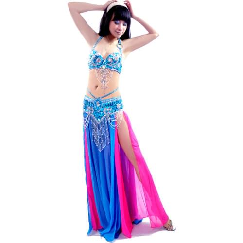 High quality belly dance set womens sexy belly dance costume belly dancing wear belly dancing top bra belt skirt dress 18107