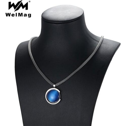 WelMag 2019 Fashion Colors Opal Stainless Steel Necklaces for Women Power Therapy Magnetic Necklace Health Femme Link Chain