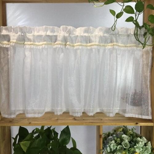 1 PC Rod Pocket Short Curtain Valance Tier For Kitchen Booksheld Cafe Hotel Door Shiny Pearl Bottom Short Roman Curtains wp395C