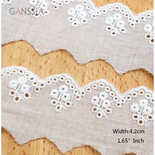 1yard Width:4.2cm Cotton Lace Trim Ivory White Laces for Fabric Dress Curtains DIY Sewing Supplies Decoration Clothes (ss-2381)
