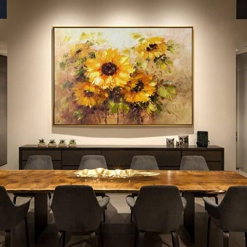 100% Hand Painted Oil Painting On Canvas Sunflowers Wall Art Mural Handmade For Living Room Home Interior Decoration Painting