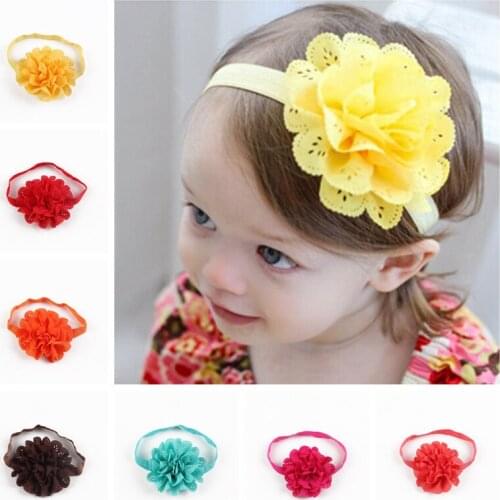 12pcs/lot Baby Girl Headband Cute Flower Headwear Girl Infant Head Wrap Toddler Elastic Hair Band Baby Photography Props BHW-076