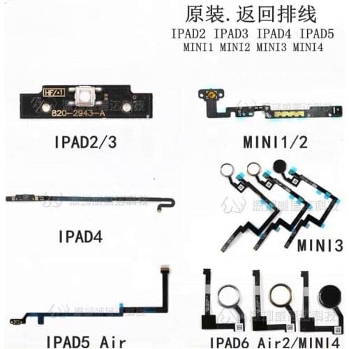 2 3 4 5 6 AIR2 MINI1 2 A1822/23 IC Backspace Button Assembly Home Menu Flex Cable FPC FFC Fingerprint Sensor Motherboard Repair