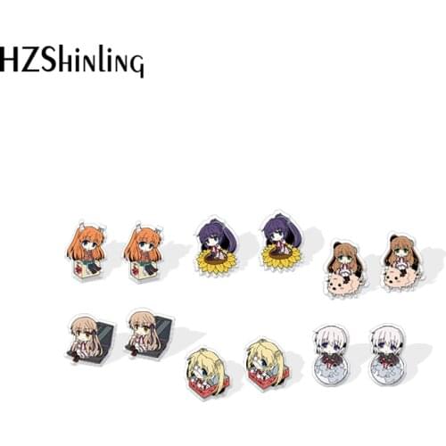 2020 New Rewrite Kotori Wiki Kagari Stud Earring Cute Acrylic Earrings Resin Epoxy Jewelry Earring