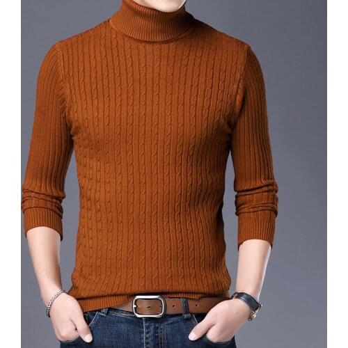 2020 Autumn and Winter New Mens Jacquard Turtleneck Sweater Fashion Casual Thick and Warm Pullover Sweater Male Brand Clothes