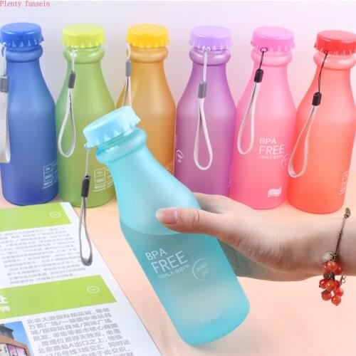 Anti fall new cute Candy-colored fall-proof plastic soda bottle frosted sealed bottles creative summer portable water cup 550ml