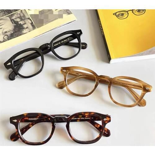 Brand Designer Johnny Depp Lemtosh Glasses Frame Men Retro Round Imported Acetate Clear Lens Eyeglasses Prescription Eyewear