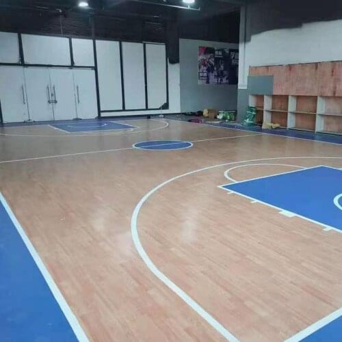 Beable Multi-Purpose Sports Court Flooring 6.0mm Indoor Tiles Playground Maple And Blue Floor Mat
