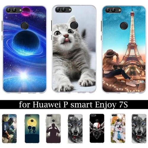 CEOTNG for Huawei P Smart Case Soft Silicone Transparent Back Cover Phone Cases for Huawei P Smart Cover FIG-LX1 Enjoy 7S Case