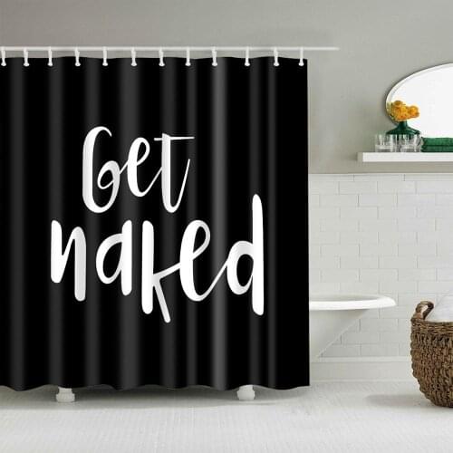 Black and White Get Naked Shower Curtain Set with 12 Hooks Unique Bath Accessories Waterproof Polyester Fabric Bathroom Decor