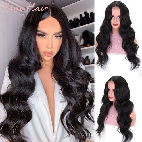 Kimi Hair Long Black Synthetic Wig Wavy Nature Looking Heat Resistant Fiber Women Daily Party Wigs
