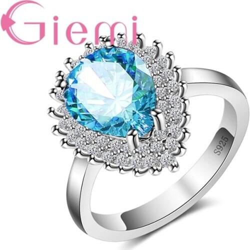 Classic Exquisite Water Drop Finger Rings for Women Lovers Gifts High Grade 925 Sterling Silver Engagement Anel