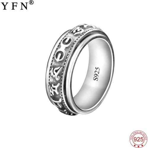 GNJ8886 Anel Genuine 925 Sterling Silver Spinner Rings Fashion Jewelry Silver Band Enternity Rings For Men Width 8MM