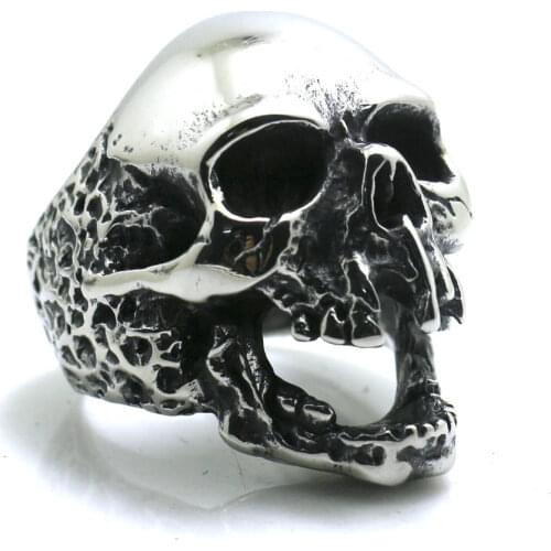 Free Shipping Size 7 to size 15 Mens Boys 316L Stainless Steel Evil Demon Zombie Skull Cool Ring