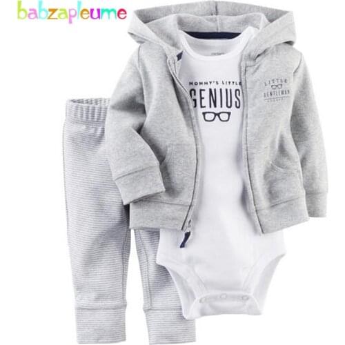 Babzapleume spring autumn newborn baby boys girls clothes infant outerwear hooded coat+rompers+pants infant clothing sets BC1296