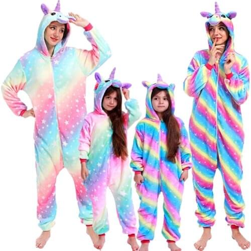 Unicorn Onesies Unisex Winter Stitch Pajamas Women Men Sleepwear Onepiece Jumpsuit Cosplay Costume Children Boys Girls pijama