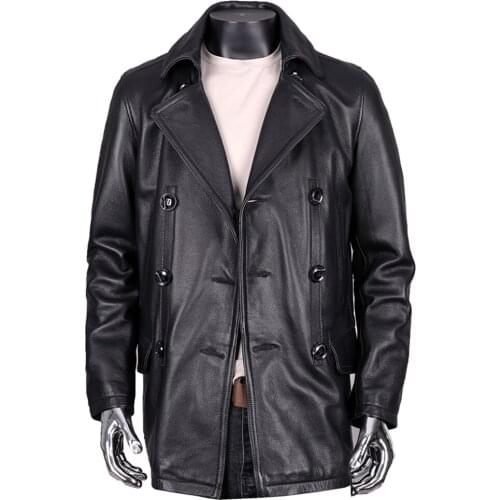 Leather Trench Coats For Man Plus Size 5XL Cowhide Jackets Mens Genuine Leather Windbreaker Overcoats For Winter Coats Luxury