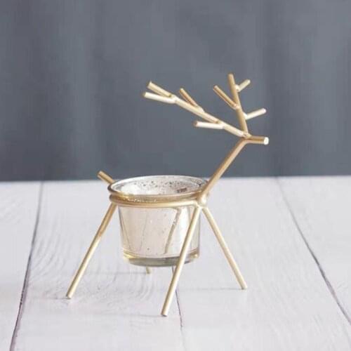 Cute Iron Reindeer Candle Holder Tealight Holder Table Centerpieces Christmas Decoration Photo Prop Home Bar Cafe Ornament