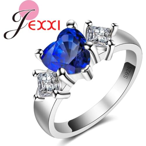 Fashion Women Engagement Ring Heart Shaped CZ and Micro Cubic Zirconia Fashion 925 Sterling Silver Wedding Ring