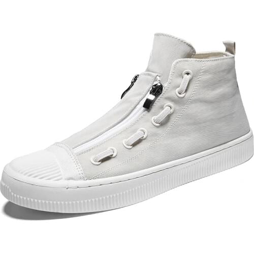 2021 Mens Canvas Casual Shoes Outdoor Trendy Sneakers Summer Thick Sole Non-slip Breathable Comfort Lace-up High Top Board Shoes