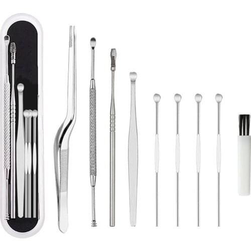 8pcs/set High Quality Ear Wax Pickers set Stainless Steel Earpick Wax Remover Curette Ear Pick Cleaner Ear Clean Tool